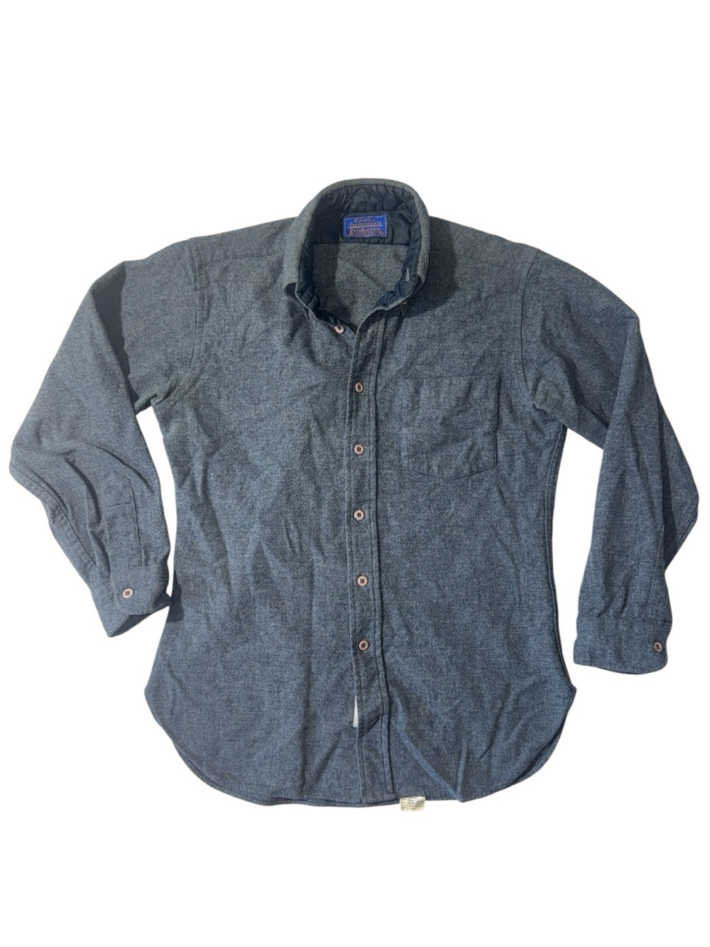 VINTAGE Pendleton mens M Medium blue 100% wool flannel country shirt EUC